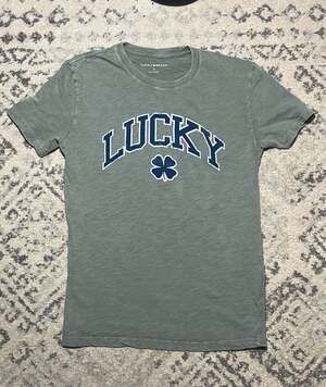 Lucky Brand Womens Collegiate Clover Logo Graphic Tee-Size S